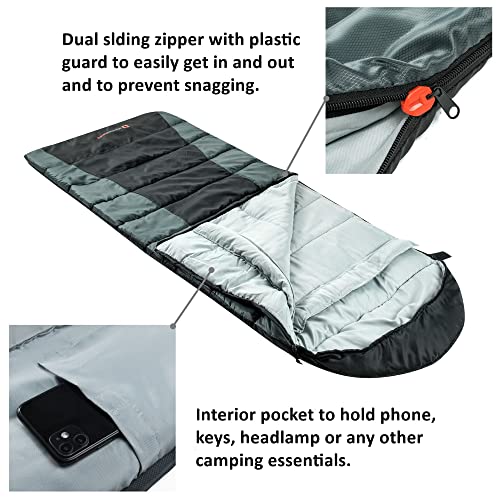 Alpine Swiss 0°C (32°F) Sleeping Bag Lightweight Waterproof with Compression Sack Adults All Seasons Camping Hiking Backpa...
