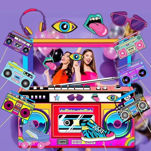 90s 80s Party Decorations - 2000s 90s 80's Theme Party Decorations 80s Photo Booth Props Retro Fabric Radio Boombox Selfie...