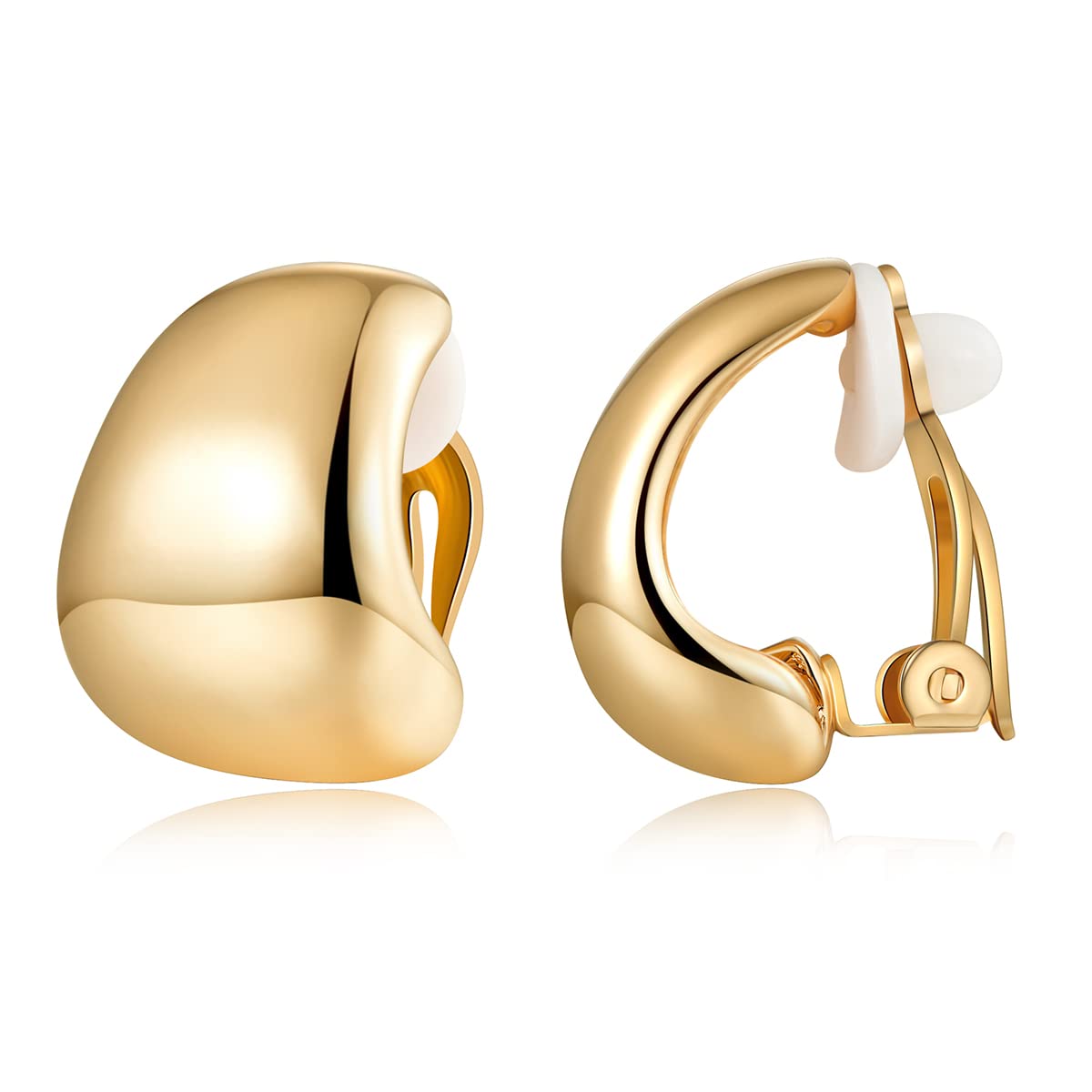 MUYAN Dainty Wide Half Hoop Clip On Earrings for Women Small Chunky Thick Hoop Earrings