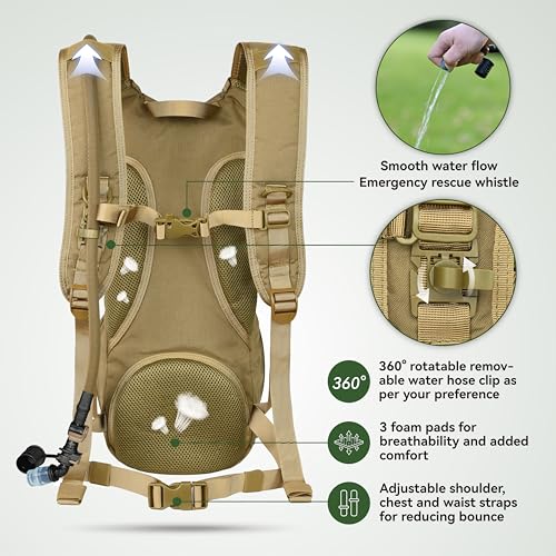 MARCHWAY Tactical Molle Hydration Pack Backpack with 3L TPU Water Bladder, Military Daypack for Cycling, Hiking, Running, ...