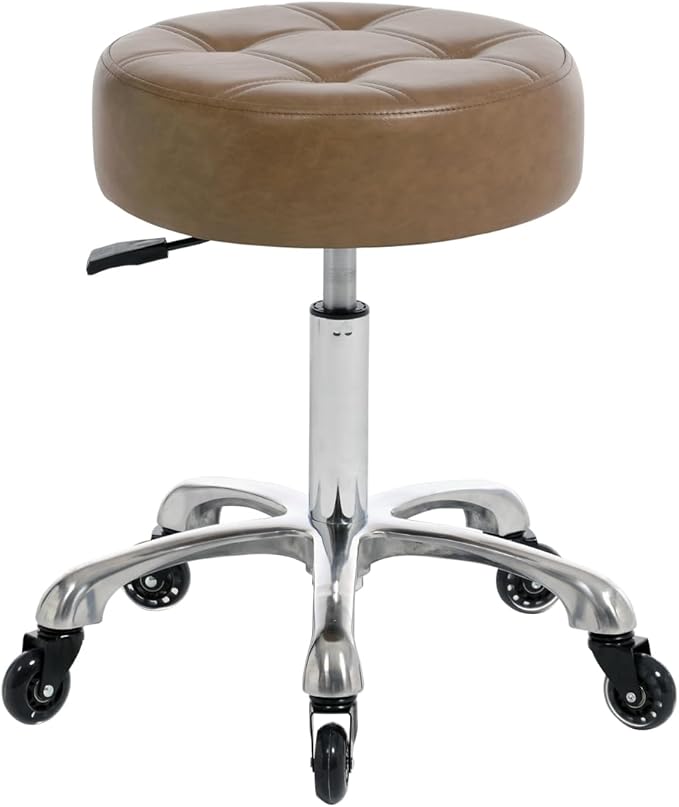 Professional Rolling Salon Stool – Wide Round Seat, Height-Adjustable Heavy-Duty Chair with Wheels for Salon, Spa, Tattoo & Home Office