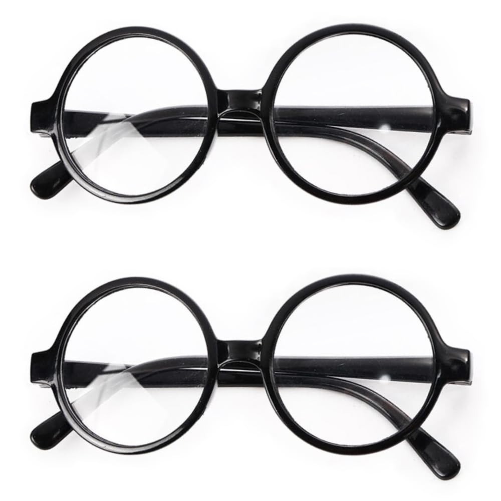 VIGUEUR 2PCS Round Wizard Glasses - Wizard Costume Plastic Glasses For Dress Up