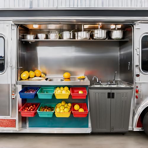 Concession Sinks - Portable Sink Hand Wash Station, 4 Compartment Basin with Hot Water, Standard Size, Food Trailer Equipment, Free Standing Utility Sink, Hand Washing Station