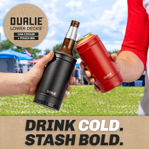 DUALIE Lower Deckie - Insulated 12 oz Can Cooler with Pouch Container - Universal Drink Holder with Built-in Pouch Bin - C...