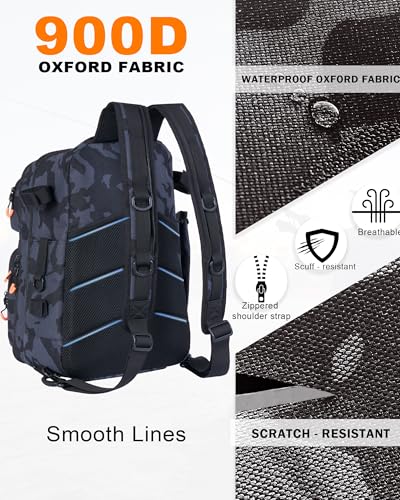 Fishing Backpack with Rod Holders,900D Oxford Water-Resistant Fishing Gear,42L Large Storage Tackle Bag for Men