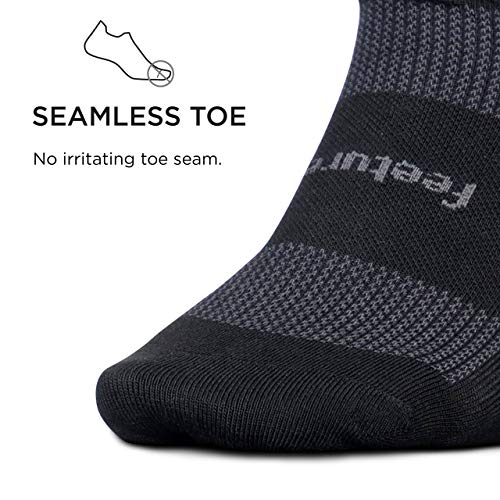 Feetures High Performance Ultra Light Ankle Sock - No Show Socks for Women & Men with Heel Tab - Black, Small - (6 Pair)