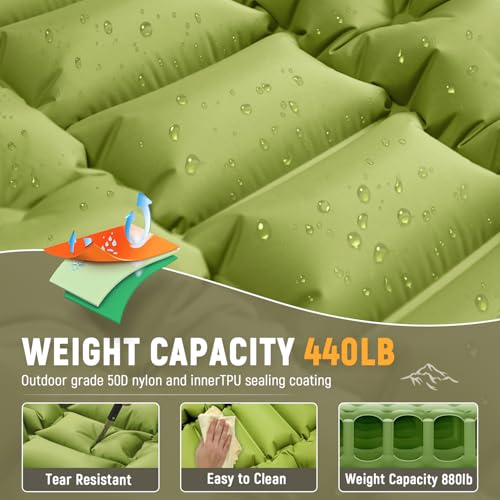 Myxslop Camping Sleeping Pad, Ultralight Camping Mat with Built-in Foot Pump, Comfortable Sleeping Mat for Backpacking, Ca...