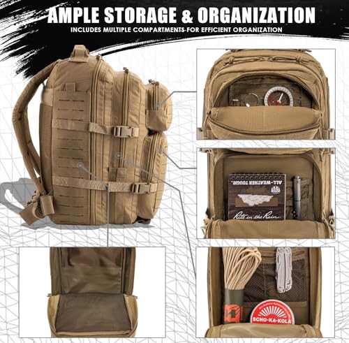 Military Tactical Backpack for Men 35L Small Molle System Water Resistant 3 Day Survival Assault Pack for Bug Out Bag Ruck...