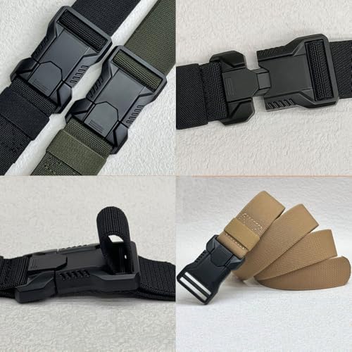 Stretch Tactical Belt for Men, Military Work Rigger Hiking 1.5" Elastic Nylon Web Ratchet Quick Release Belt