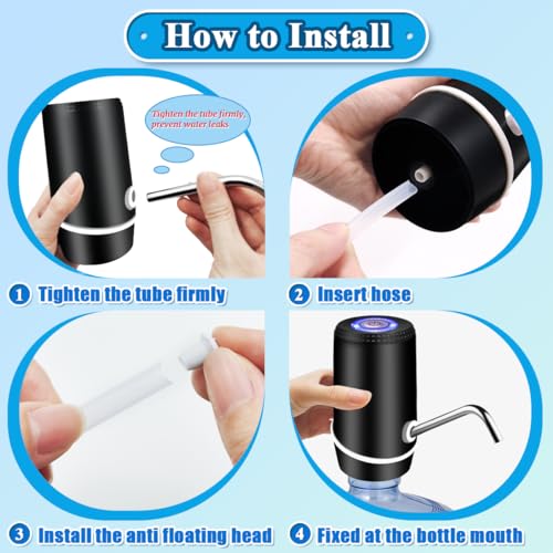 Water Dispenser for 5 Gallon Bottle, Electric Water Pump for 5 Gallon Jug with Switch and USB Charging, Portable Automatic...