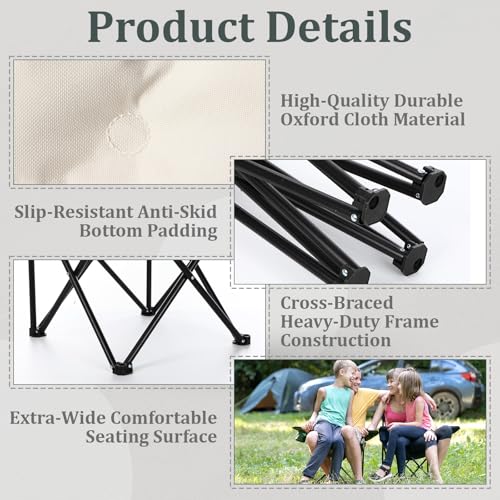 Redbaker 1 Pack Padded Camping Chair Oversized Portable Fishing Lawn Chair Light Weight Camp Outdoor with Padded Seats and...