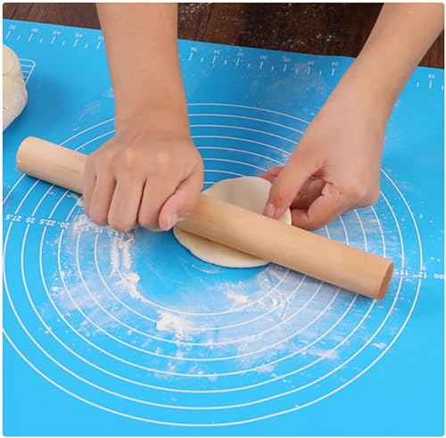 Silicone Baking Mat, 19.7 Inch x 15.7 Inch Blue Pastry Mat with Size Scale, Anti Stick and Anti Slip Mat for Kneading Doug...