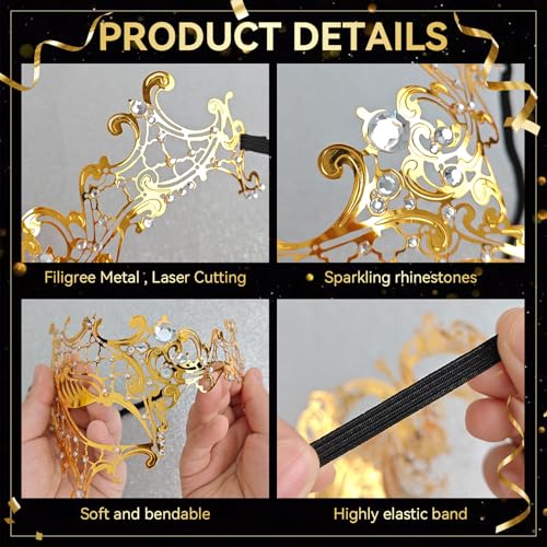 EMORBALS Masquerade Mask for Women, Masquerade Mask for Venetian Ball, Wedding, Mardi Gras&Costume Party, Stretch Cord Design