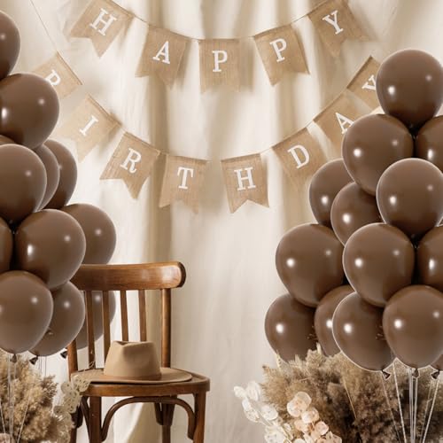 50pcs Brown Balloons, 12inch Dark Brown Latex Neutral Balloons for Birthday Party BOHO Wedding Bear Baby Shower Decoration...