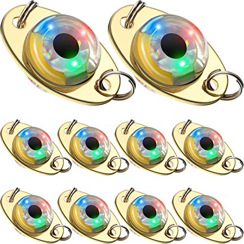 Skylety LED Fishing Lures Lighted Fishing Spoons Underwater Flasher Bass Halibut Saltwater Trolling Deep Drop LED Lighted ...