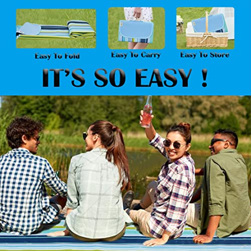 NiKiBysh Picnic Blanket Waterproof Washable Foldable 58''x78'',Extra Large Picnic Mat, Dual Layers for Outdoor Water-Resis...