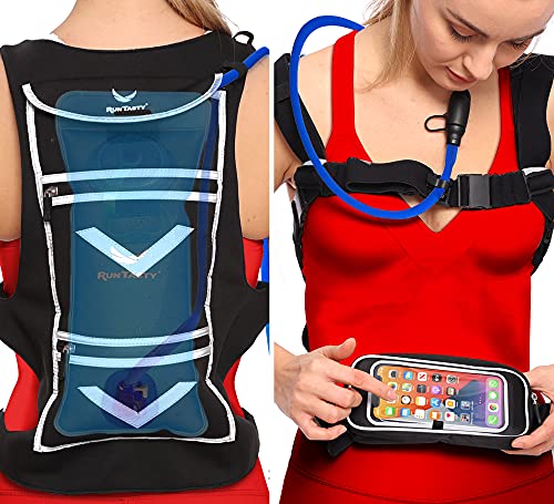 New Running Hydration Backpack Vest - w/50 oz Water Bladder Reservoir & Touchscreen Ready Phone Pocket - 360° Reflective &...