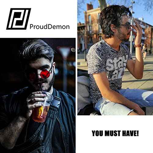 PROUDDEMON Retro Gothic Steampunk Sunglasses for Women Men Round Lens Metal Frame