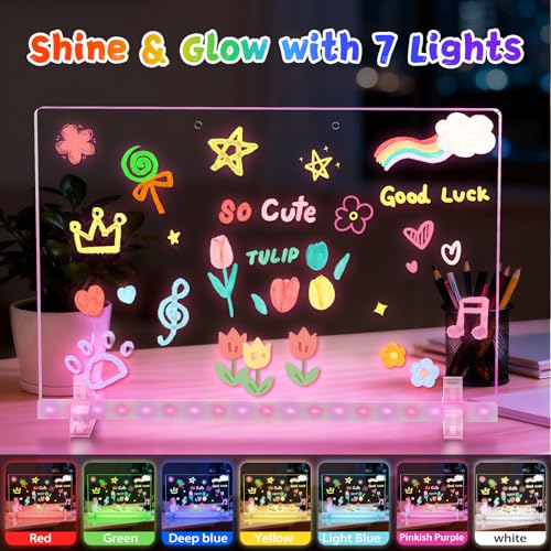Teen Girl Gifts - Led Drawing Board Gifts for Teenage Girls Christmas Birthday Gift - Light up Message Board with Stand Ma...