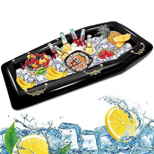 52Inch Inflatable Coffin Cooler Coffin Pool Float Inflatable Ice Chest Buffet Cooler Drink Beverage for Halloween Party Sp...