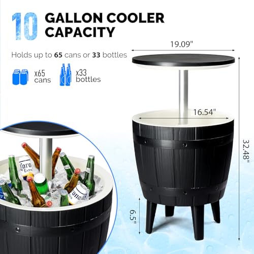 Outdoor 10 Gallon Cooler Bar, Modern Cool Bar Outdoor Patio Furniture,3 in 1 Resin Patio Beer and Wine Ice Bucket Cocktail...