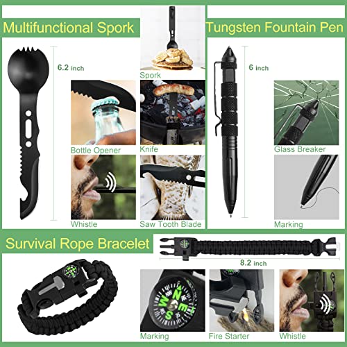 LANKAMO Emergency Survival Kit Gifts for Men Husband Dad, 34 in 1 Survival Gear and Equipment for Camping Hiking Outdoors ...