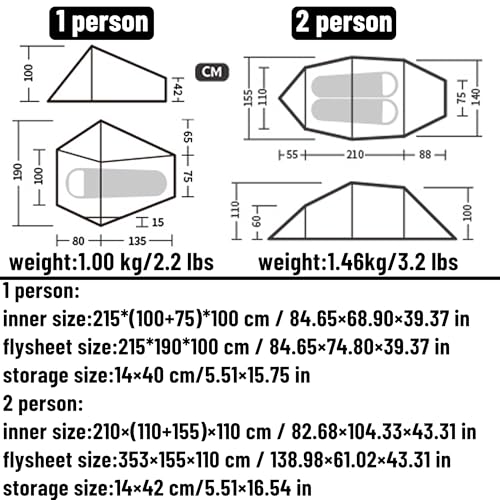 Naturehike Ultralight Solo Tunnel Tent - 1/2 Person Waterproof Tent with Lightweight Aluminum Pole, for Camping, Backpacki...