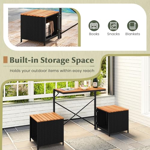 Tangkula 2-in-1 Outdoor Convertible Bench, Transforming Interchangeable Picnic Table Garden Loveseat with Metal Frame, PE ...