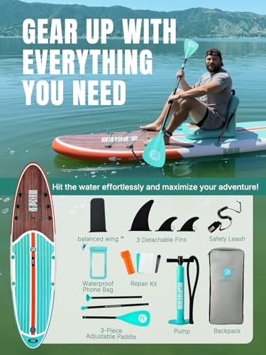 Niphean Inflatable Stand Up Paddle Board with Stabiltrac Fin Design and SUP Accessories & Niphean Dog Pool Ramp(Full-Cover...