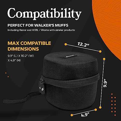 Walkers Razor Slim Electronic Lightweight Shooting Hunting Range Hearing Protection Muffs (Black) Bundle with Protection Case (2 Items)