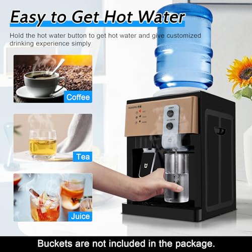 Top Loading Water Dispenser, 110V 575W Desktop Electric Water Dispenser Hot and Cold Water Cooler Efficient Cooling & Heat...
