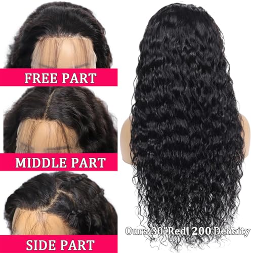 Lovelyworld 24 inch Deep Wave Lace Front Wigs Human Hair 200 Density 13X4 HD Deep Curly Lace Front Human Hair Wigs for Women