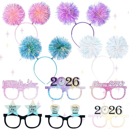 LaVenty 2026 Happy New Year Party Supplies 2026 Photo Booth Props New Year Headband New Year Eve Party Supplies Photo Boot...