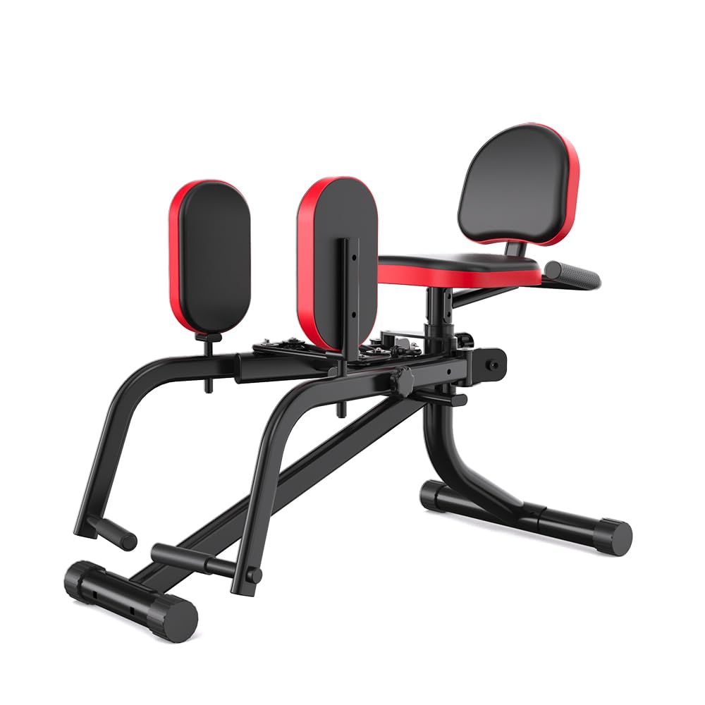 2-in-1 Hip Abductor and Adductor Machine, Inner and Outer Thigh Exercise Equipment, Leg Workout Machine for Home Gym (Red)
