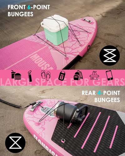 MOUSA 11'6“x35 Extra Wide Inflatable Stand Up Paddle Board, Stable Long SUP for 2 People/Family, Shoulder Strap, 3/5 Handl...