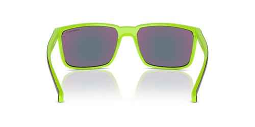 Arnette AN4251 Stripe Sunglasses, Black/Fluorescent Green/Dark Grey Mirrored Green Polarized, 58 mm