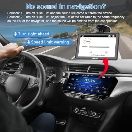 AWESAFE GPS Navigator for Car, Latest 2025 Map 7 Inch Touch Screen, Real Voice Spoken Turn-by-Turn Direction Reminding Nav...