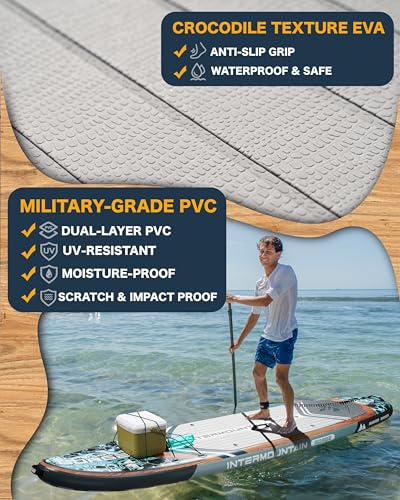 11'x34 Ultra Wide Paddleboard, Inflatable SUP&430lb Capacity for All Skill, Stand-up Paddle Board for Yoga/Family, EVA Dec...