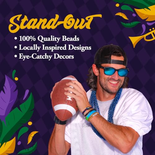 THE MARDI GRAS KREWE - Beads Necklaces Mardi Gras 72 Pack, 6 Dozen 33" 7mm - Party Favors, Parades, Bulk Decorations, Cost...