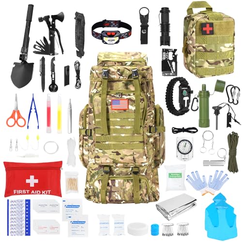Skywod,Survival Gear Professional Kit and Large Camping Backpack,First Aid Kit for Adventure Outdoor Hiking Accessories