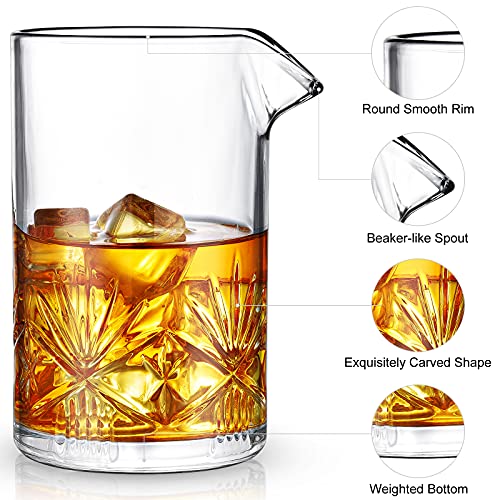 Cocktail Mixing Glass, veecom 18oz Mixing Glass 10 Piece Old Fashioned Kit, Cocktail Mixing Glass Set Bartender Kit with C...