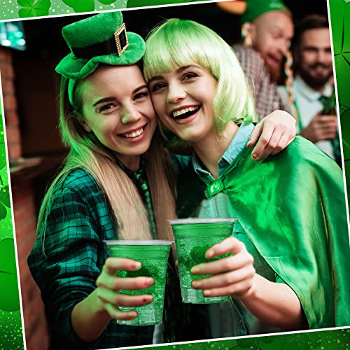 Aoriher 100 Pcs 12 oz St Patrick's Day Shamrock Cups Disposable Plastic Happy St Patrick's Day Green Clear Cups Lucky Day ...