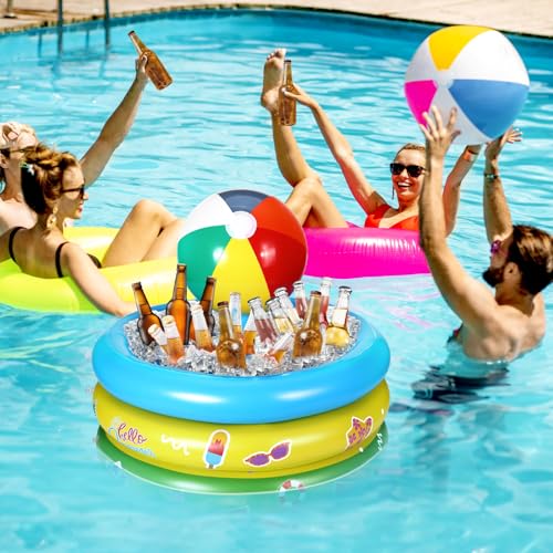 Bencailor Inflatable Cooler Inflatable Drink Cooler Beach Animal Theme Party Decorations Blow up Drink Holder Ice Tray Foo...