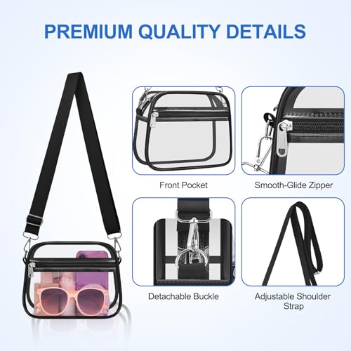 COK Clear Bag for Stadium Events Crossbody Bags for Women and Men Clear Purse for Concerts Festivals