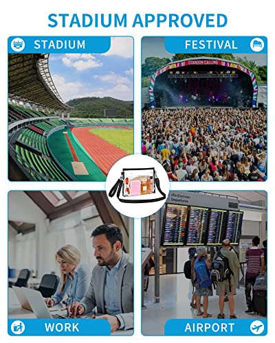 Bagenius Clear Purse Stadium Approved, Clear Bag with Removable Straps, Coin Purse for Work Stadium Events and Concert