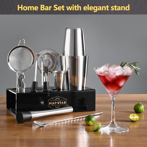 Plat Star Mixology Bartender Kit | Home Bar Set Cocktail Shakers Bartending Kit | Bar Tools Boston Shaker Set with Stand |...