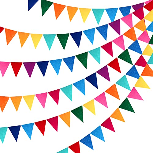 Outus 6 Sets Rainbow Pennant Banner Flags Garland Multicolor Bunting String Triangle Flags Bulk DIY Bunting Garland for Ca...