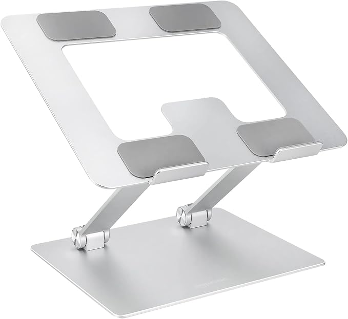Amazon Basics Sturdy and Portable Ergonomic Laptop Stand for Desk, Adjustable Riser, Fits all Laptops and Notebooks up to ...