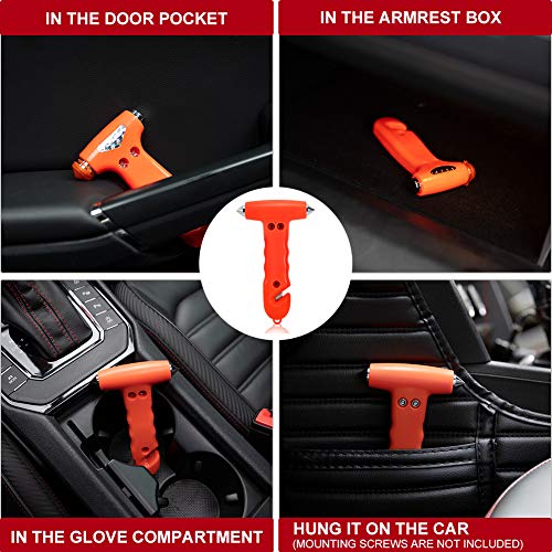 MOTORBUDDY 2-Pack Car Safety Hammer Seatbelt Cutter, Auto Emergency Escape Hammer with Window Glass Breaker and Seat Belt ...