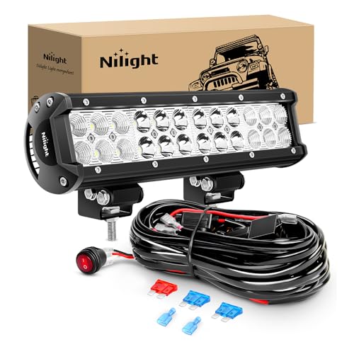Nilight Led Light Bar 12 Inch 72W Spot Flood Combo Off Road Fog Lights Driving LED Pods with Off Road 16AWG Wiring Harness...